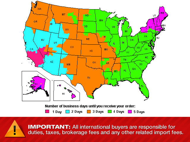 Estimated shipping days to deliver in the United States