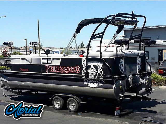 2001 Crestliner 2485 lsi with a F250 Pontoon Tower wakeboard tower, photo 1 of 5
