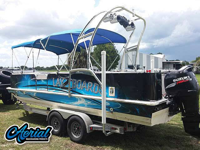 2008 Hurricane Fun Deck with a F250 Pontoon Tower wakeboard tower, photo 2 of 7