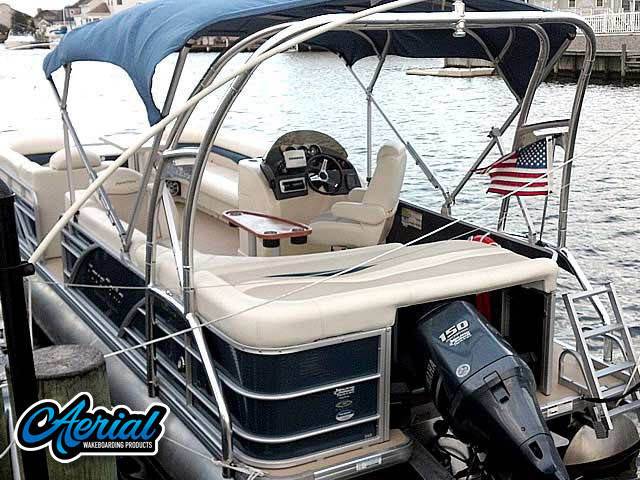 2012 Godfrey AquaPatio Coastal Edition with a F250 Pontoon Tower wakeboard tower, photo 2 of 4