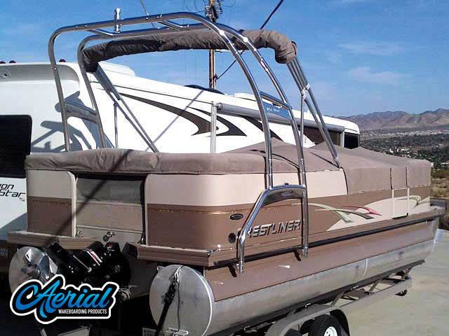 Crestliner with a F250 Pontoon Tower wakeboard tower, photo 1 of 2