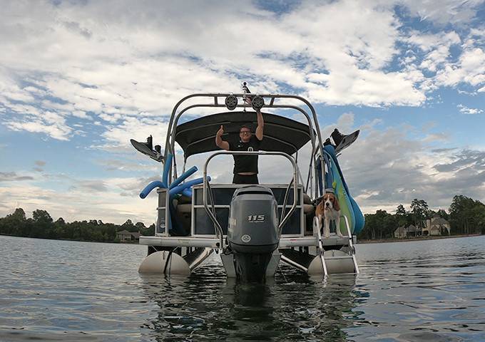 2015 Sweet Water Premium Pontoon Boat with a F250 Pontoon Tower wakeboard tower, photo 1 of 4